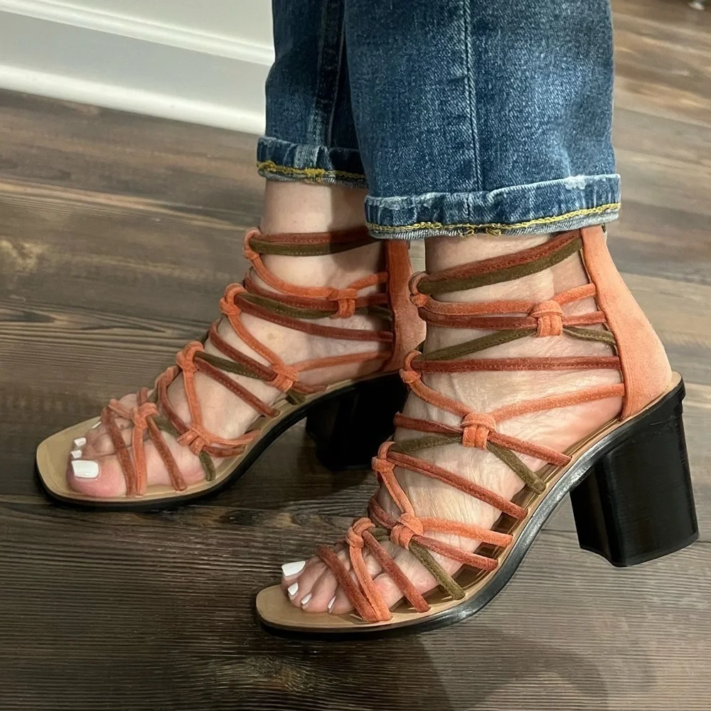 rag & bone Multi color green orange Strappy heels size 6.5 Genuine leather…